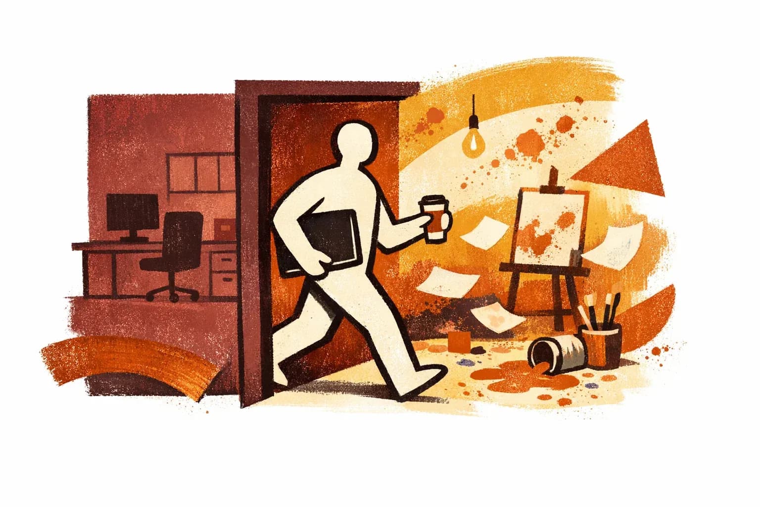 Editorial illustration for "Why I left consulting to find out if any of it works" — Marga Haus Perspectives