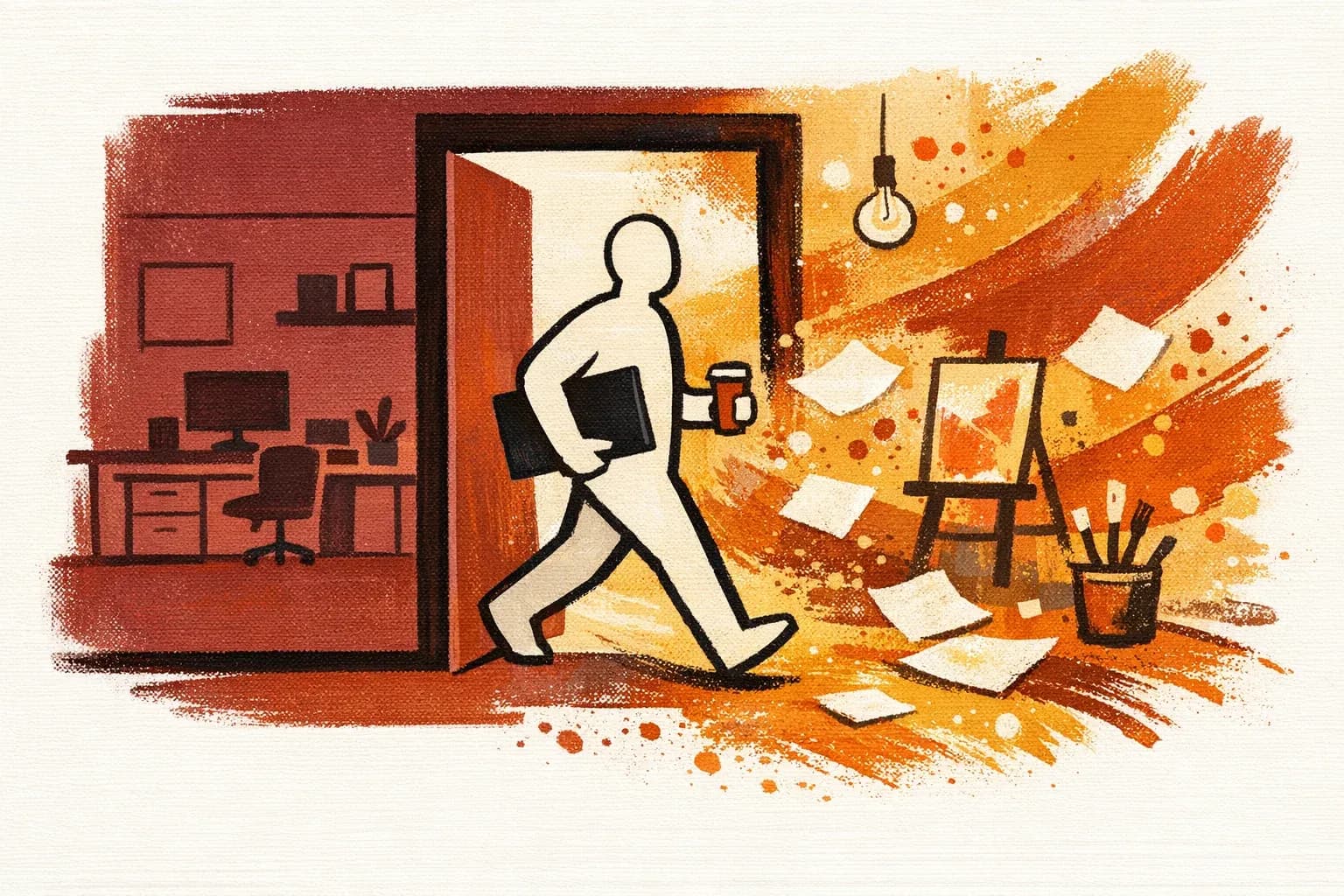 Editorial illustration for "Why I left consulting to find out if any of it works" — Marga Haus Perspectives